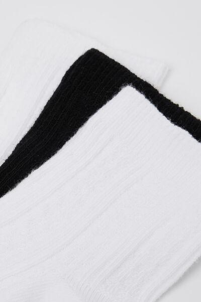 Black / White Short Patterned Cotton Socks, Set Of 3, 5701_410Z, large image number 1