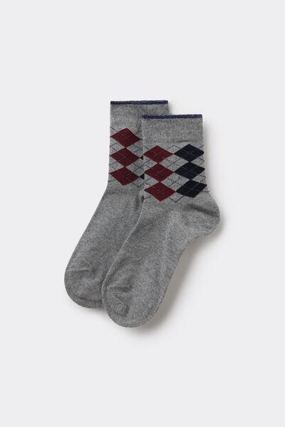 Grey Patterned Cotton Ankle Socks, 5701_739Z, large image number 0