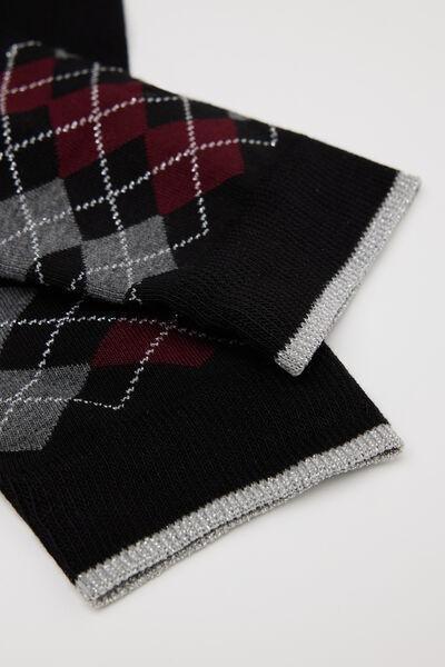 Black Patterned Cotton Ankle Socks, 5701_754Z, large image number 2