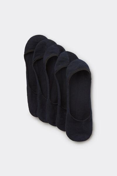 Navy No-Show Cotton Socks, Set Of 5, Blue, large image number 0