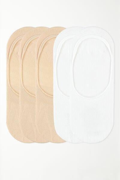 Tezenis - عارية / بيضاء 5 × الجوارب القطنية no-show ، للنساء