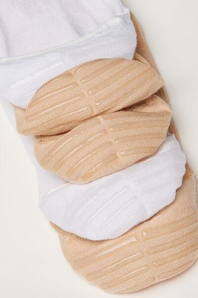 عارية / بيضاء 5 &times; الجوارب القطنية no-show ، للنساء, Nude/white, large image number 3