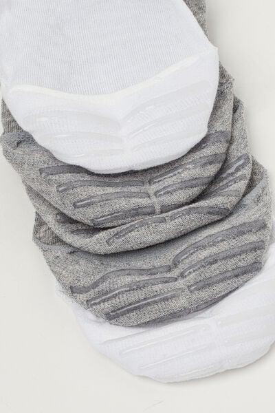 Multicolour No-Show Socks, Set Of 5, Grey Fleece/white, large image number 3