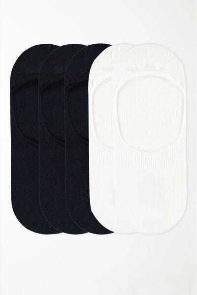 Multicolour No-Show Socks, Set Of 5, Blue/white, large image number 1