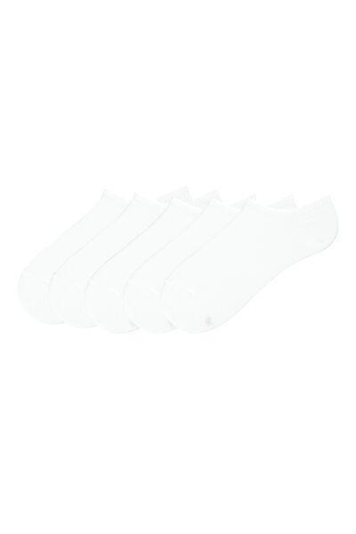 Tezenis - جوارب قطنية قصيرة بيضاء 5 × ، للنساء