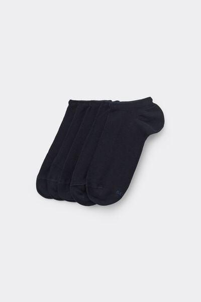 Navy Cotton Trainer Socks, Set Of 5, Blue, large image number 0