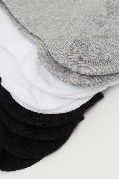 أسود / أبيض / رمادي 5 &times; جوارب قطنية قصيرة ، للنساء, Black/white/grey Fleece, large image number 5