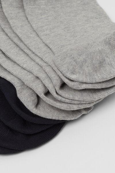 Multicolour Short Cotton Socks, Set Of 5, Grey/blue, large image number 5