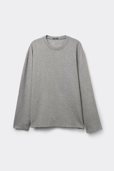 Grey Long-Sleeved Plush Viscose Top, 5701_151Z, large image number 0