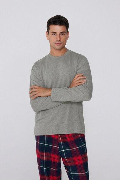 Grey Long-Sleeved Plush Viscose Top, 5701_151Z, large image number 1