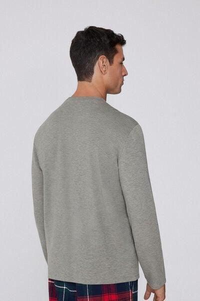 Grey Long-Sleeved Plush Viscose Top, 5701_151Z, large image number 2