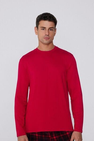 Red Long-Sleeved Plush Viscose Top, 5701_873V, large image number 0
