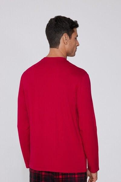 Red Long-Sleeved Plush Viscose Top, 5701_873V, large image number 1