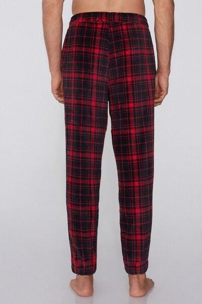 Red Check-Print Light Fleece Pyjama Bottom, 5701_012Z, large image number 1
