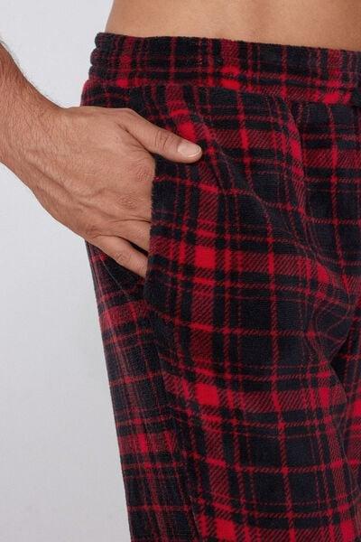 Red Check-Print Light Fleece Pyjama Bottom, 5701_012Z, large image number 2