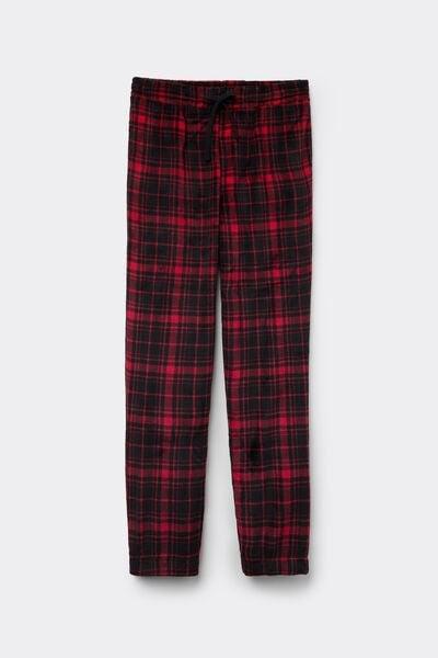 Red Check-Print Light Fleece Pyjama Bottom, 5701_012Z, large image number 3