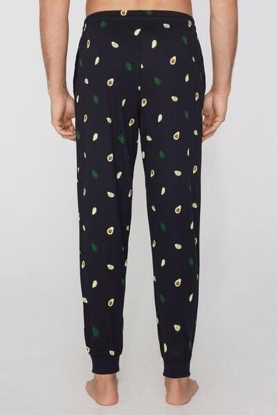 Navy Long Cuffed Cotton Pants, 5701_247Z, large image number 0