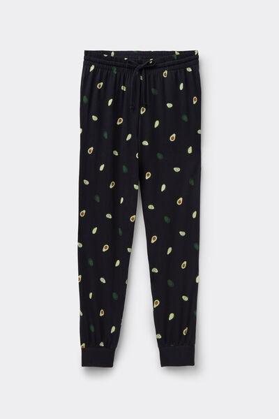 Navy Long Cuffed Cotton Pants, 5701_247Z, large image number 4
