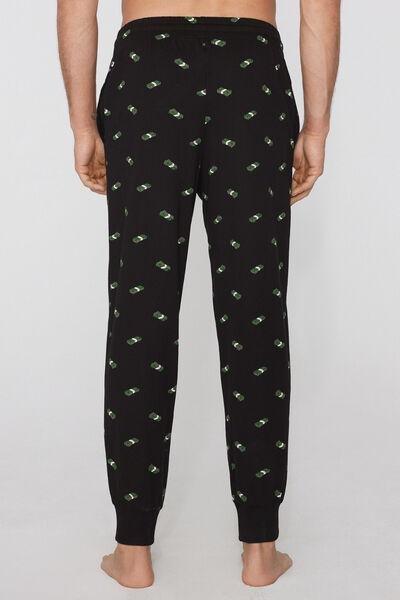 Black Long Cuffed Cotton Pants, 5701_262Z, medium
