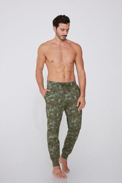 VERDE STAMPA MIMETIC Long Cuffed Cotton Trousers, , large image number 1