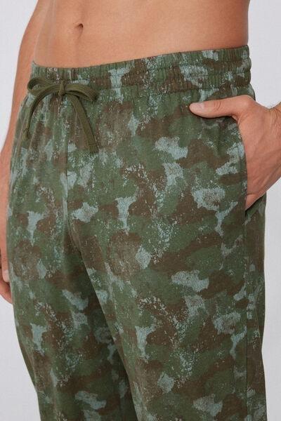 VERDE STAMPA MIMETIC Long Cuffed Cotton Trousers, , large image number 3