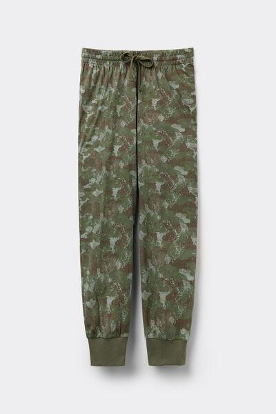 VERDE STAMPA MIMETIC Long Cuffed Cotton Trousers, , large image number 4