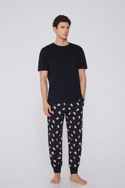 Black Long Cuffed Trousers, 5701_393Y, large image number 0