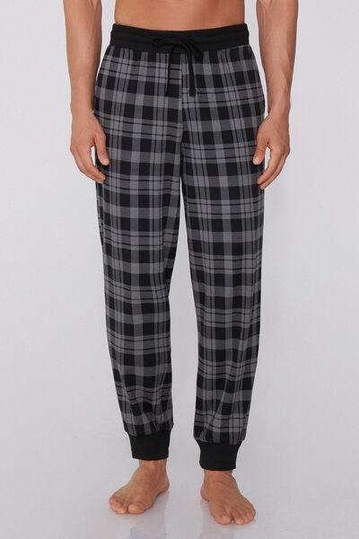 Blue Heavy Printed Cotton Joggers, 5701_011Z, medium