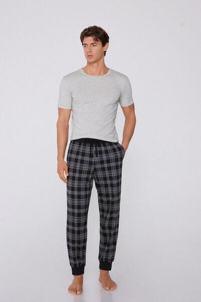 Blue Heavy Printed Cotton Joggers, 5701_011Z, large image number 1