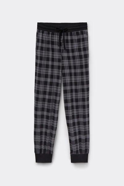 Blue Heavy Printed Cotton Joggers, 5701_011Z, large image number 4