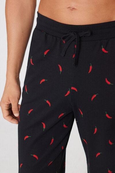 Black Heavy Printed Cotton Joggers, 5701_555Z, large image number 3