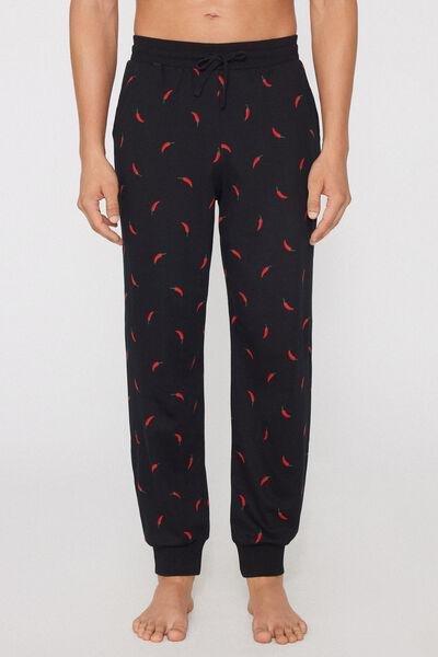 Black Heavy Printed Cotton Joggers, 5701_555Z, large image number 4