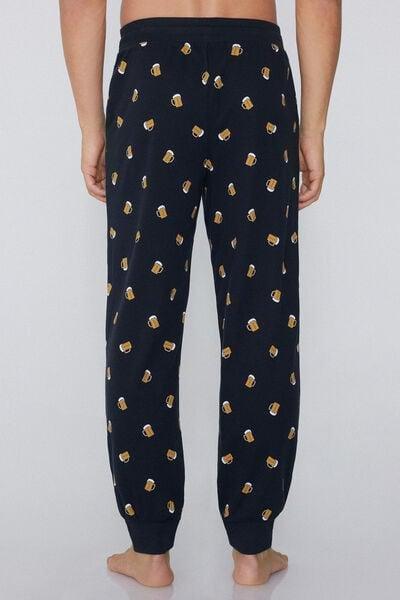 Navy Medium-Weight Printed Cotton Joggers, 5701_784Y, large image number 2