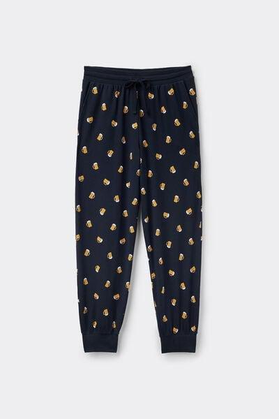Navy Medium-Weight Printed Cotton Joggers, 5701_784Y, large image number 4
