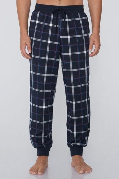 Navy Patterned Cotton Joggers, 5701_787Y, medium