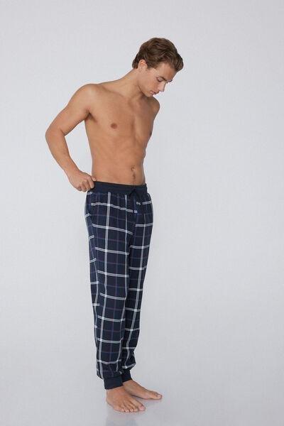 Navy Patterned Cotton Joggers, 5701_787Y, large image number 1