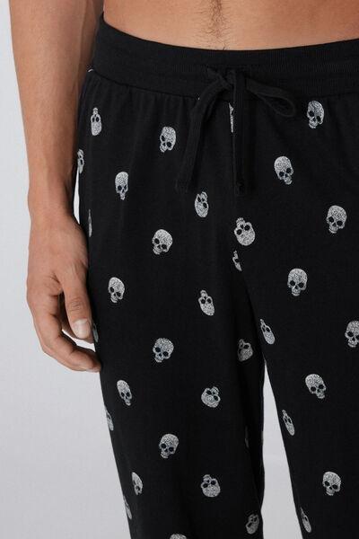 Black Patterned Cotton Joggers, 5701_795Y, large image number 3