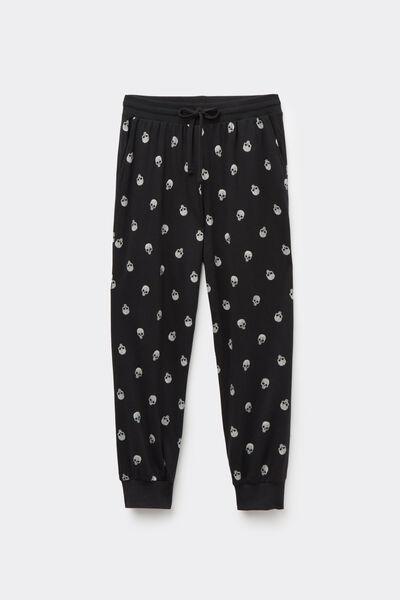Black Patterned Cotton Joggers, 5701_795Y, large image number 4