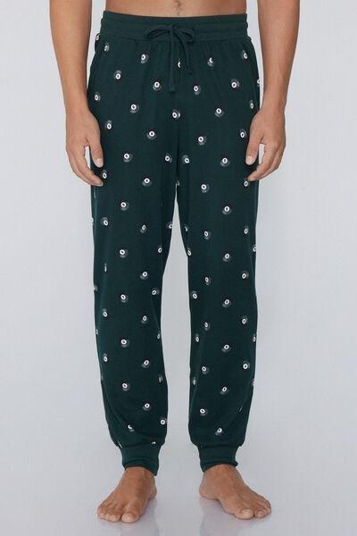 Green Patterned Cotton Joggers, 5701_801Y, large image number 0