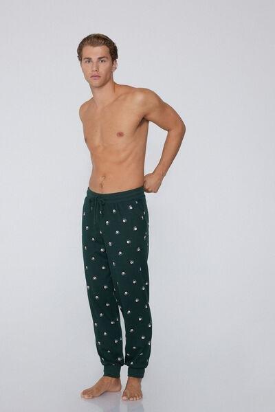 Green Patterned Cotton Joggers, 5701_801Y, large image number 1