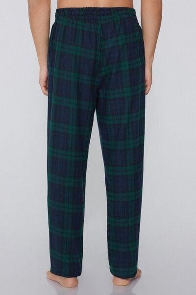 Navy / Green Check-Print Flannel Pyjama Bottom, 5701_010Z, large image number 1
