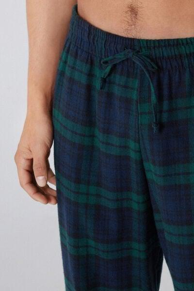 Navy / Green Check-Print Flannel Pyjama Bottom, 5701_010Z, large image number 2