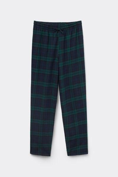Navy / Green Check-Print Flannel Pyjama Bottom, 5701_010Z, large image number 3