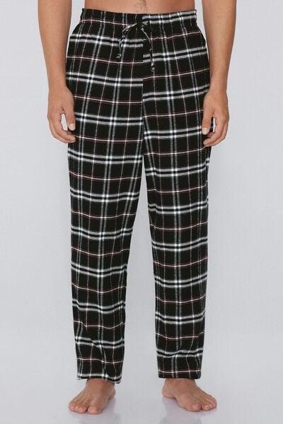 Black / White Check-Print Flannel Pyjama Bottom, 5701_910Y, large image number 0