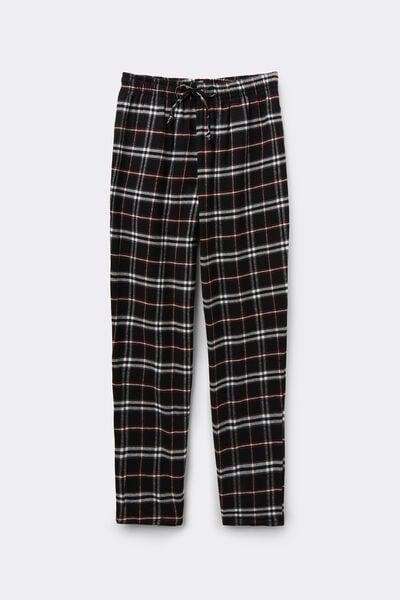 Black / White Check-Print Flannel Pyjama Bottom, 5701_910Y, large image number 4
