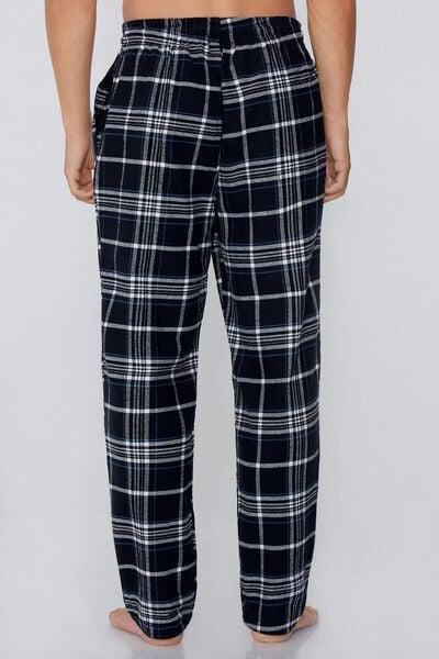 Navy / White Check-Print Flannel Pyjama Bottom, 5701_911Y, large image number 2