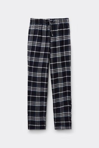 Navy / White Check-Print Flannel Pyjama Bottom, 5701_911Y, large image number 4