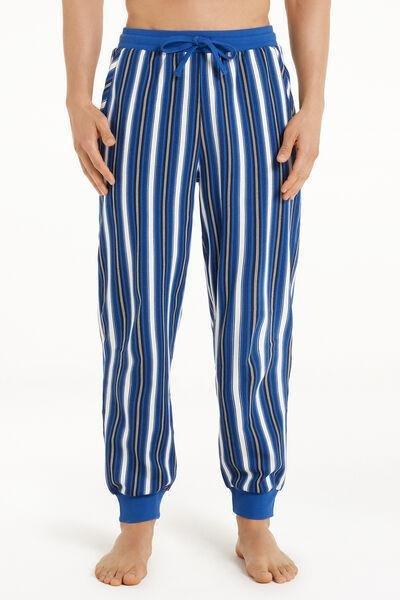 Blue Multicolour Riga Irregolare Cotton Trousers, , large image number 0