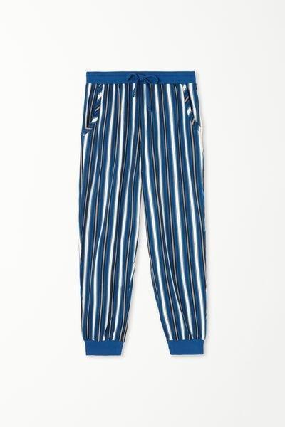 Blue Multicolour Riga Irregolare Cotton Trousers, , large image number 4