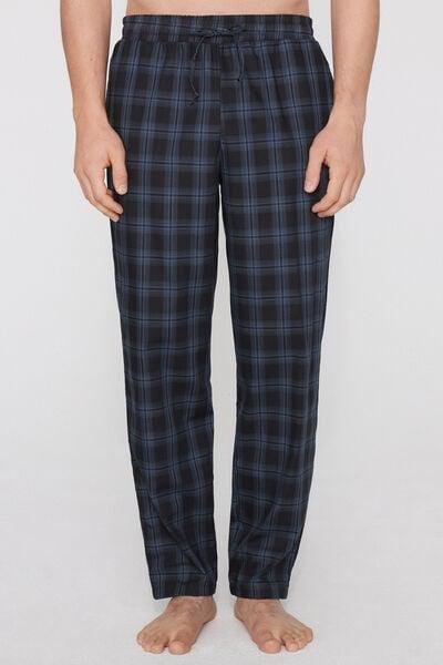 Navy Check Print Cotton Canvas Pants, 5701_242Z, large image number 1